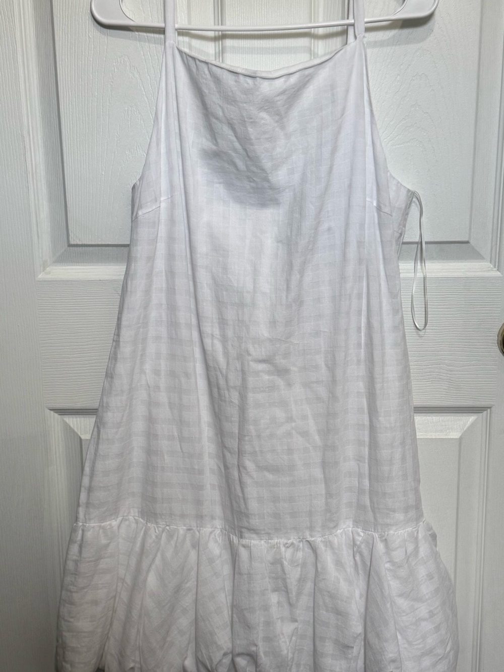 Trina Turk Cherish Dress White Bubble-Hem Mini Dress with Spaghetti Straps - Picture 6 of 7
